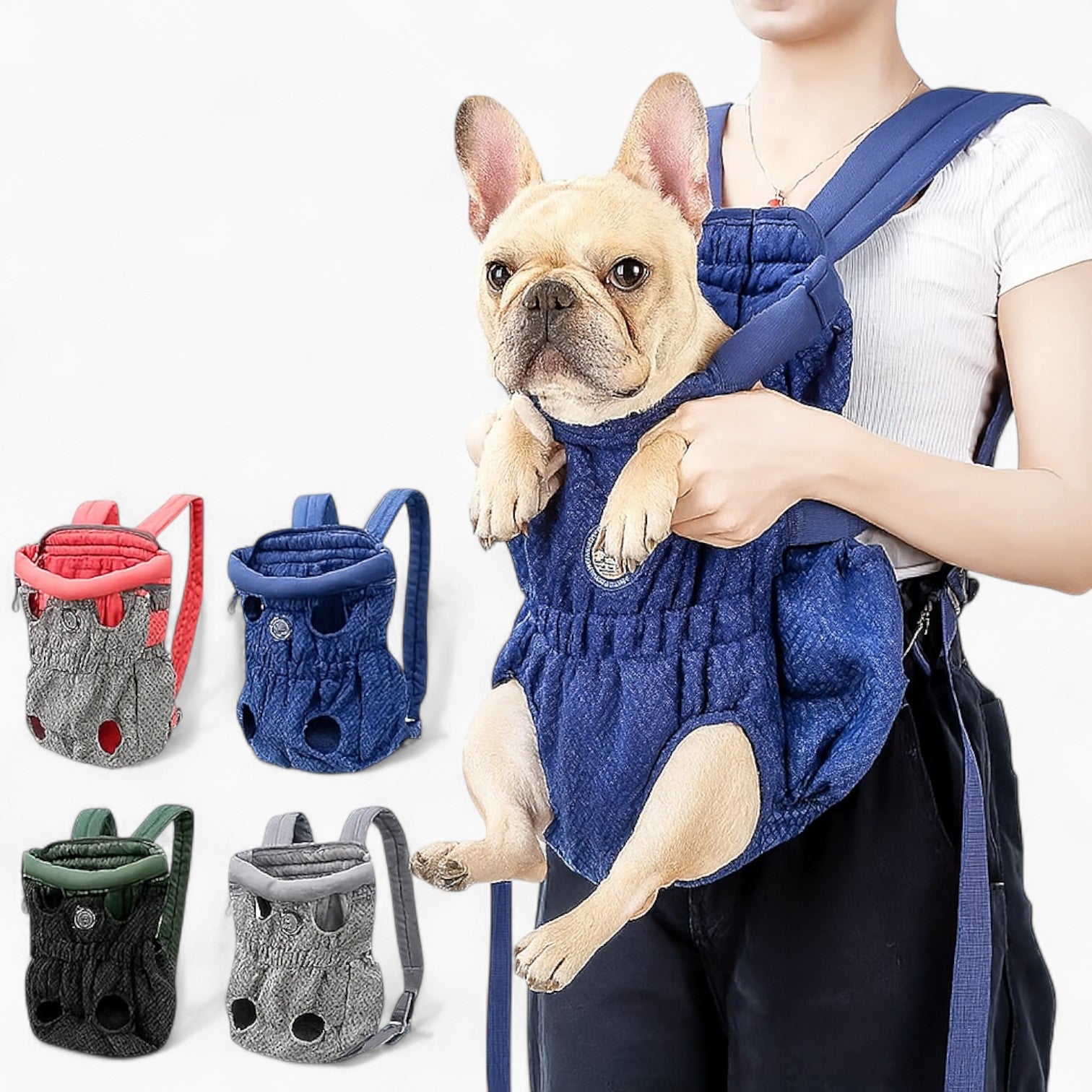Cozy Woofcarry Frenchie Backpack - Breathable Mesh Pet Carrier With N...