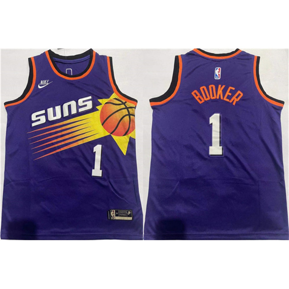 Performance High-Quality Men's Suns #1 Devin Purple Basketball Jersey