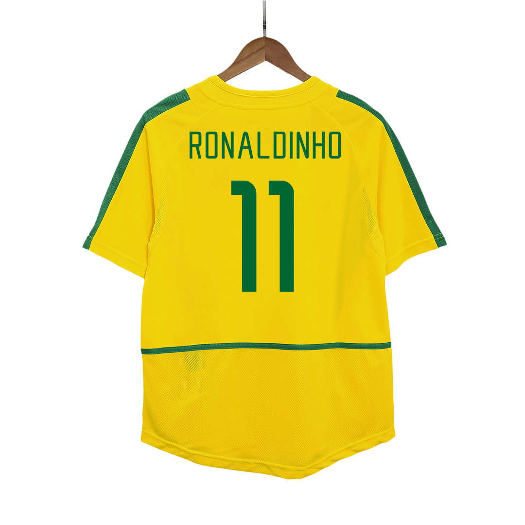 Retro RONALDINHO #11 2002/03 Brazil Home  Soccer Jersey Authentic Kit