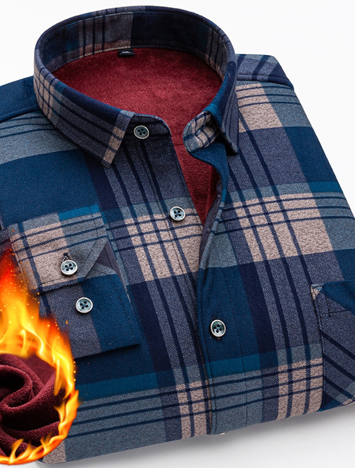 Men's Dress Shirt Flannel Shirt Collared Shirt Button Up Shirt Tartan Wedding Party Black-White Red Navy Blue Royal Blue Long Sleeve Turndown Winter Clothing Apparel Button-Down