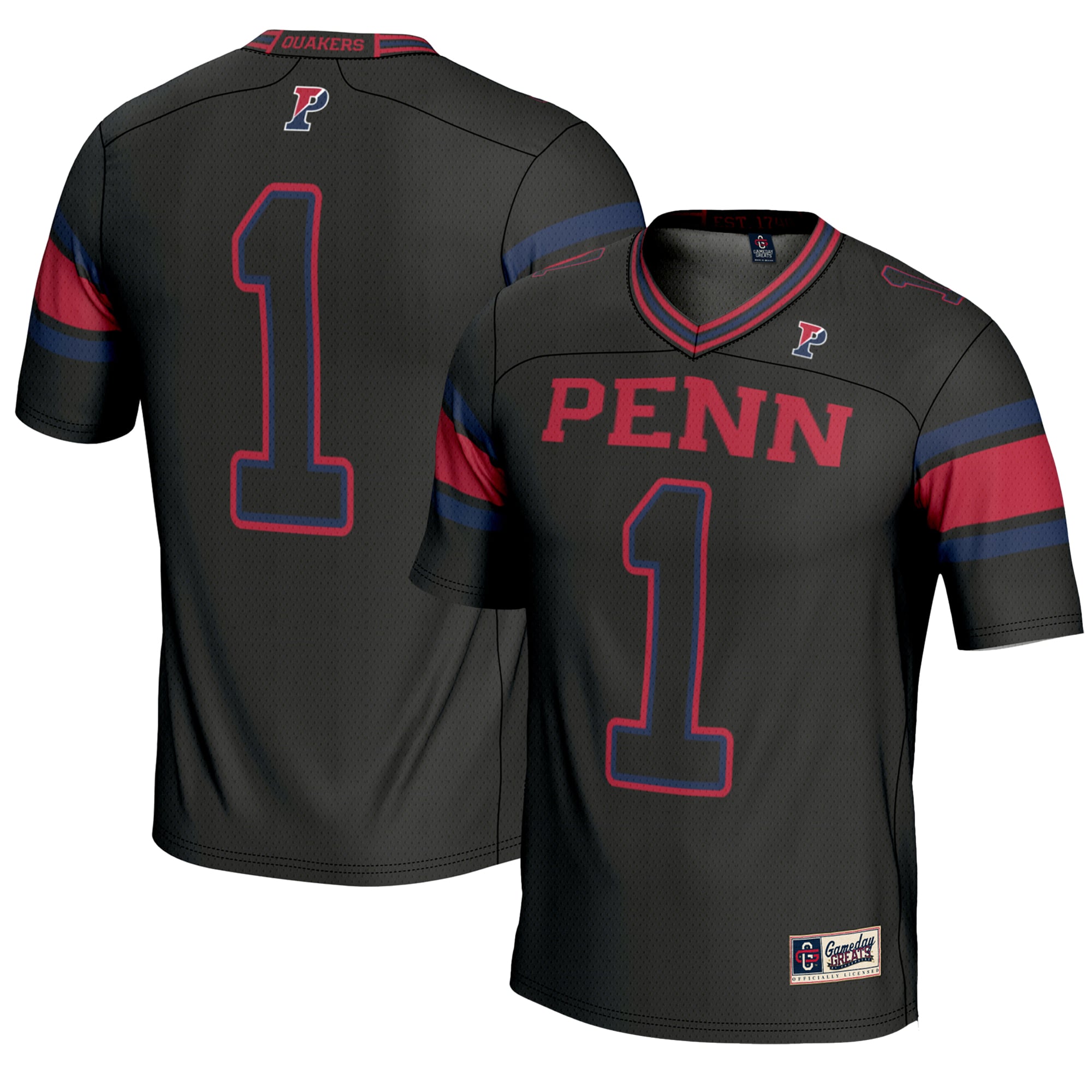 Youth #1 Black Pennsylvania Quakers Endzone Football Jersey