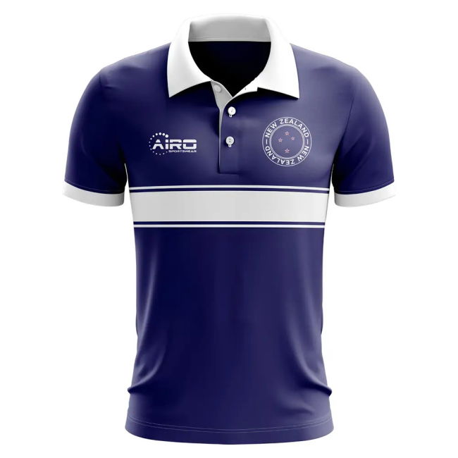 World New Zealand Concept Stripe Polo Shirt (Navy) Official
