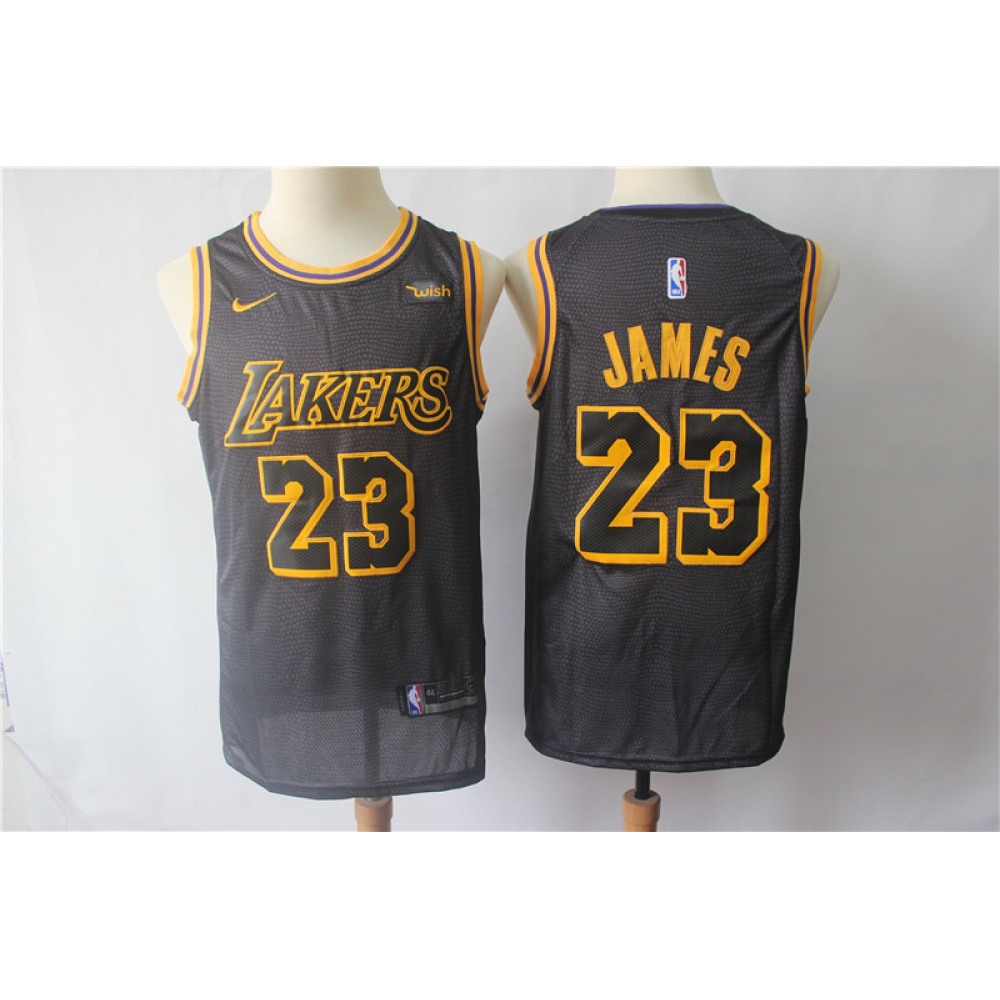 Men's Los Angeles Lakers #23 LeBron James Black City Edition Swingman Stitched Jersey