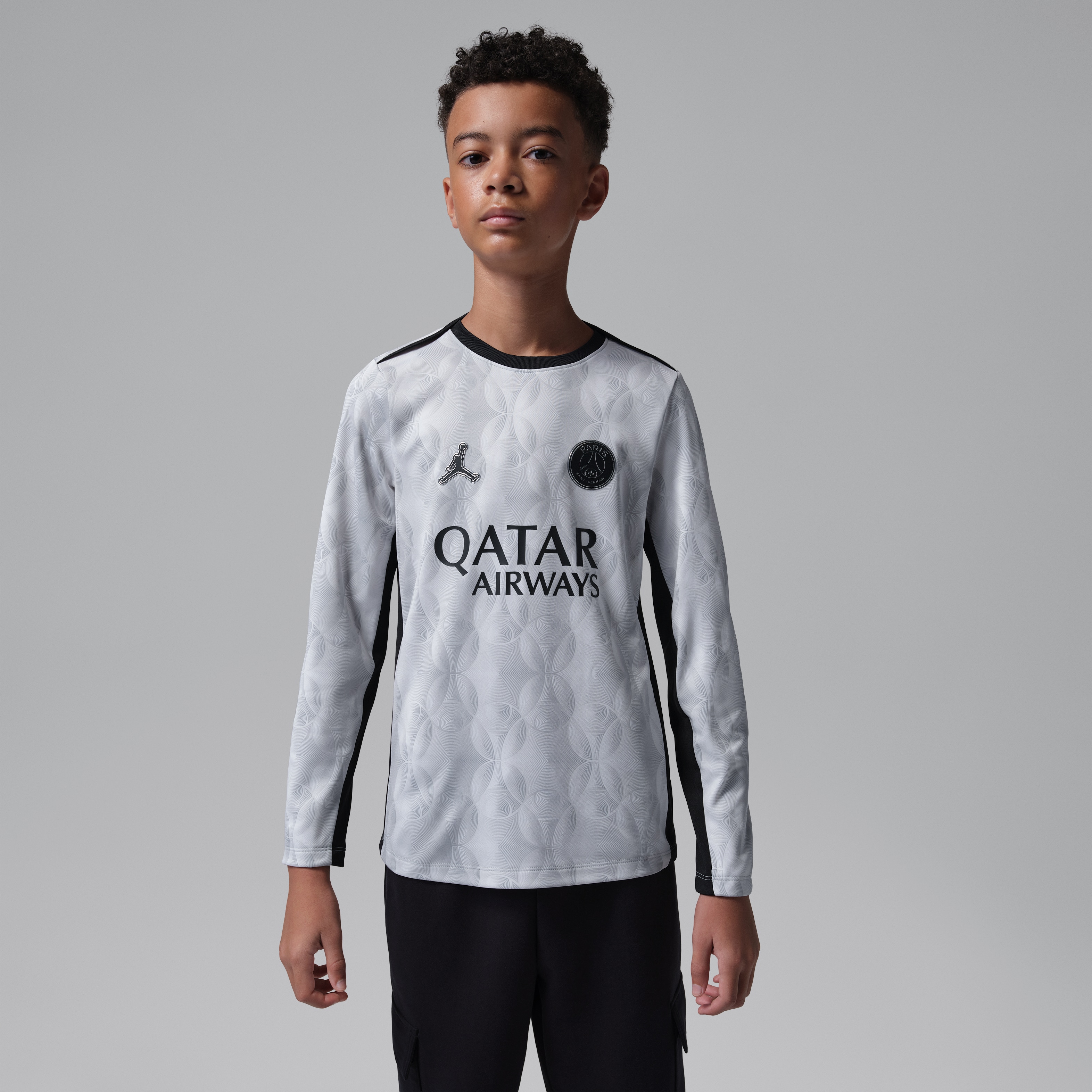 [LK] Paris Saint-Germain Youth Long Sleeve Pre-Match Dri-FIT Jersey Top - Gray