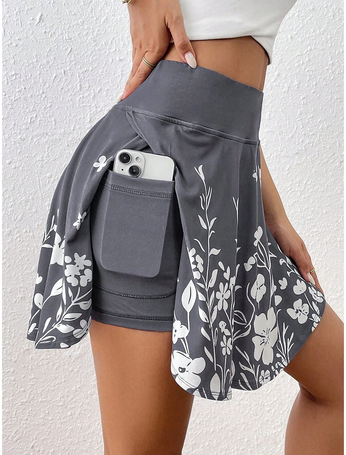 Women's Short Skirt culottes Slim Fashion Casual Mini High Waist Skirts Floral Graphic Stretchy Daily Pink Navy Blue Sky Blue Gray Summer Polyester