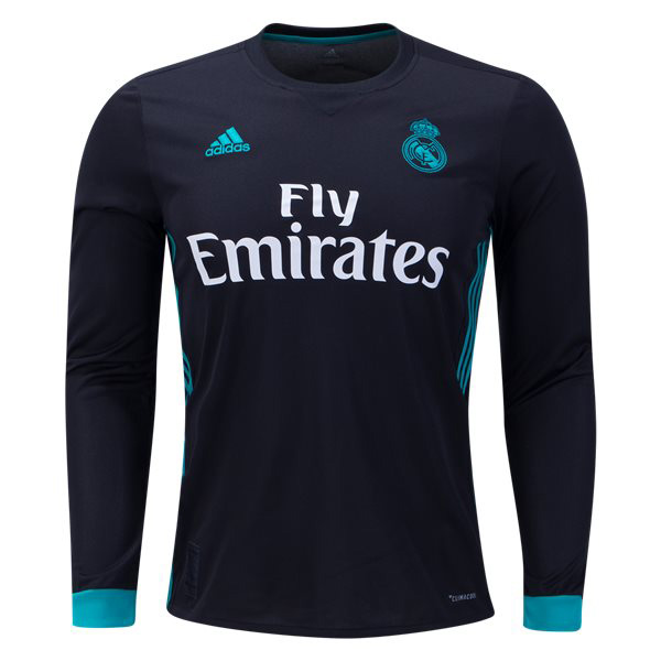 Lightweight Real Madrid Away 201718 Black LS Soccer Jersey Shirt