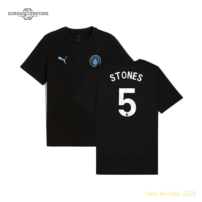 Authentic 2025-2026 Man City Ftbless Tee (black) (stones 5) - Premium