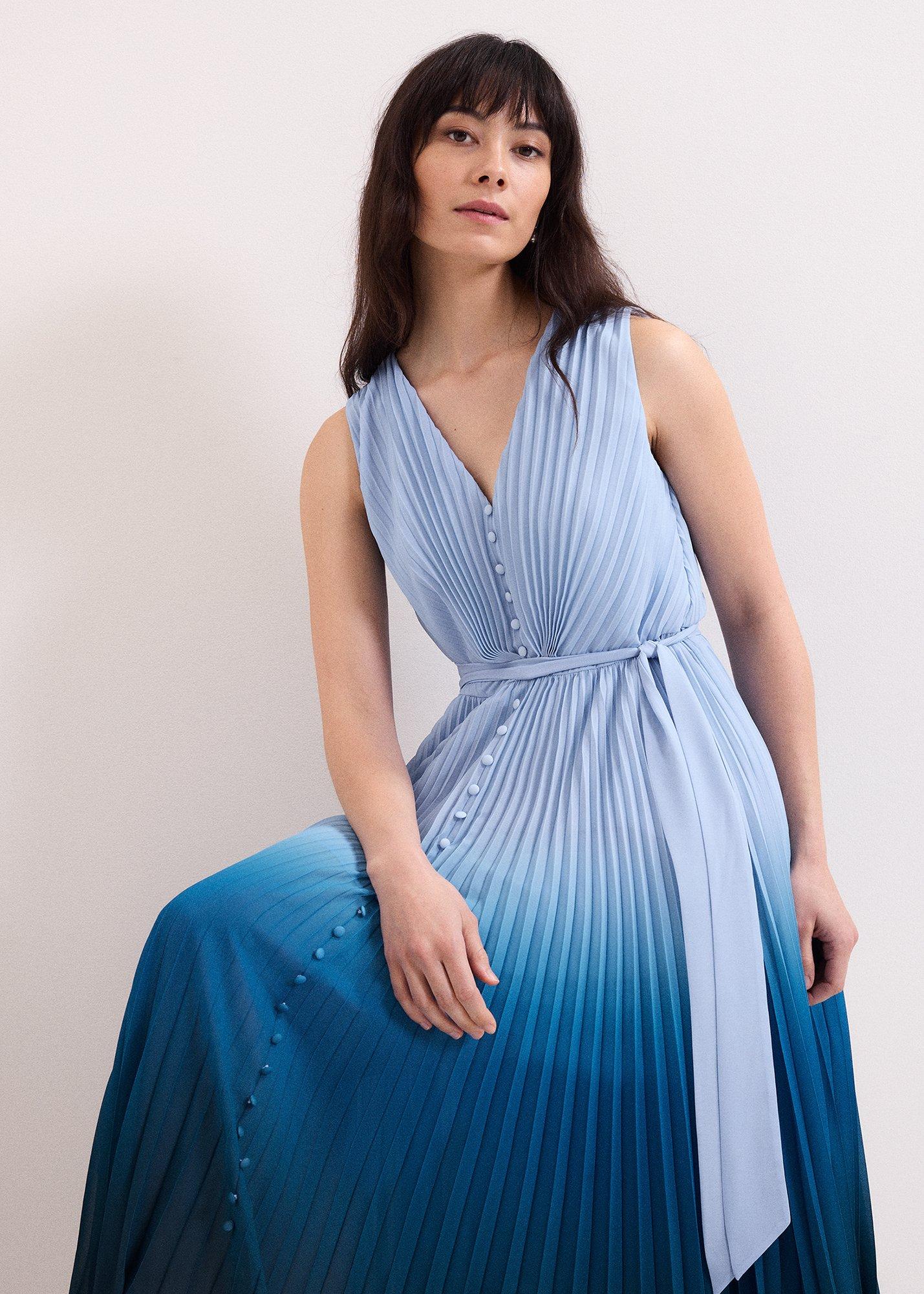 Petite Mira Blue Ombre Sleeveless Dress