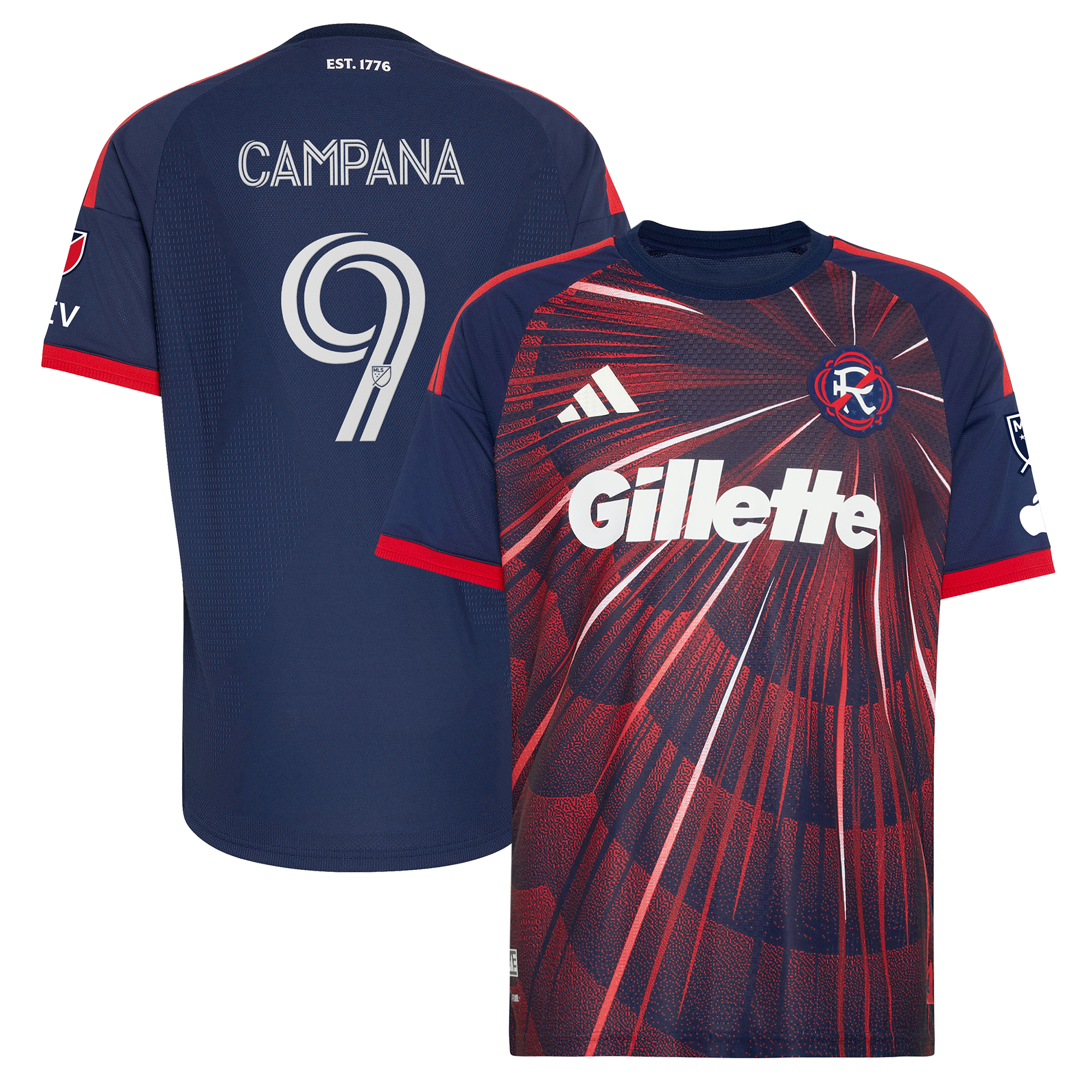 [SJH] Leonardo Campana New England Revolution 2026 Independence Day On-Field Authentic Patch Jersey - Blue