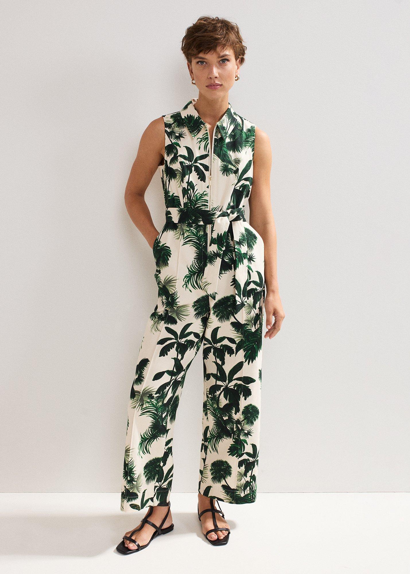 Tullisa Denim Palm Jumpsuit