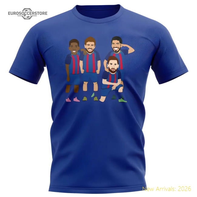 Luxury Barca Players Illustration T-shirt (blue) - Collectors Item