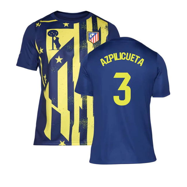 2025-2026 Atletico Madrid Pre-Match Shirt (Blue-Yellow) (Azpilicueta 3)