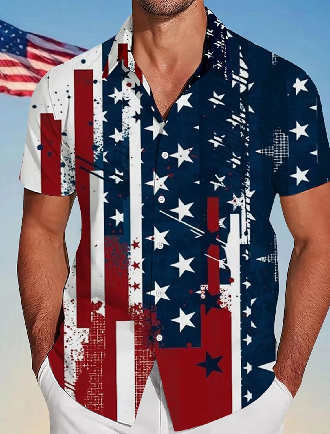 Independence Day Men's American US Flag 4th of July U.S. 250th Anniversary Patriotic Shirt Summer Shirt Button Up Shirt Short Sleeve Fashion Casual Holiday Summer Spring Turndown 3D Print Collared