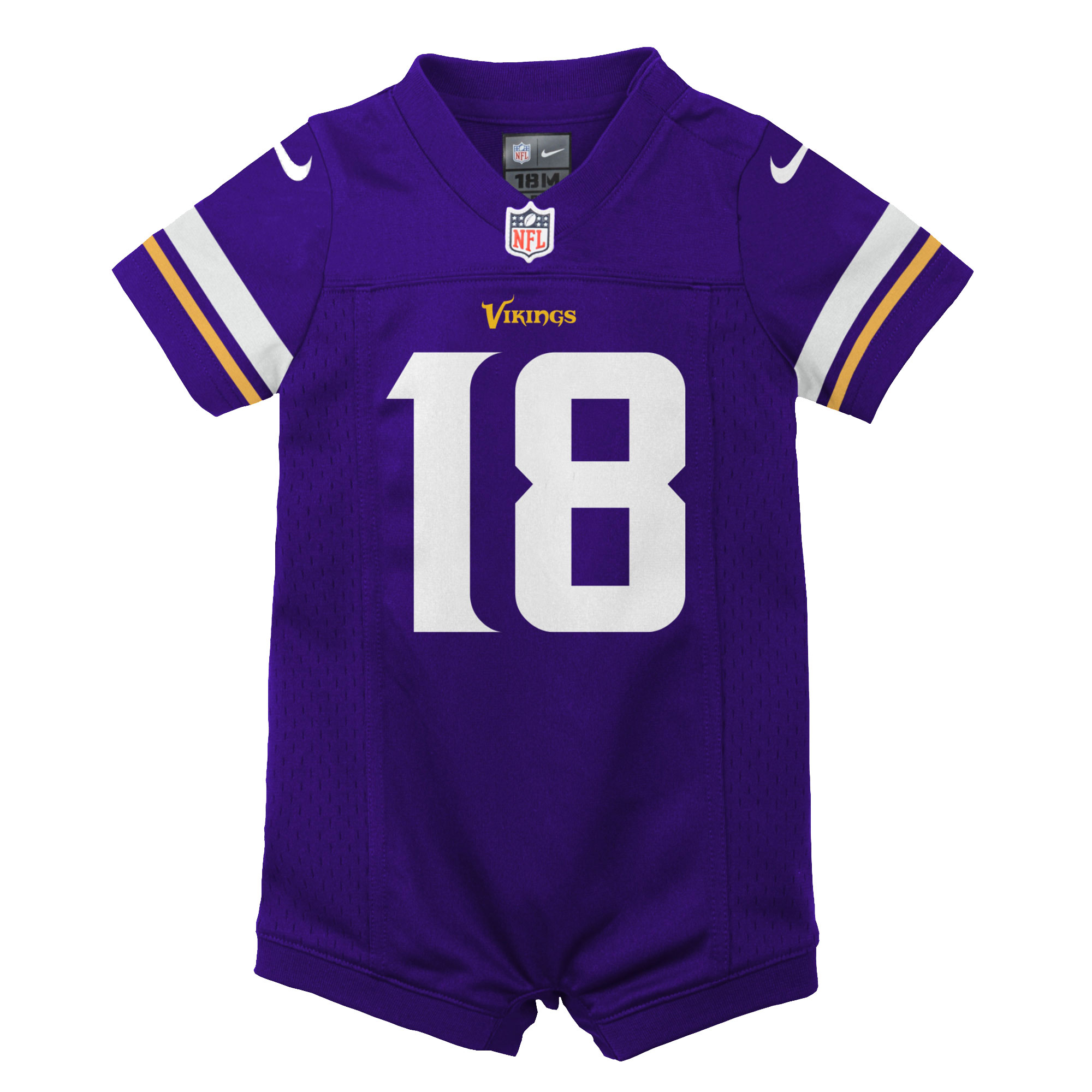 [LK] Justin Jefferson #18 Minnesota Vikings Newborn Romper Game Jersey - Purple