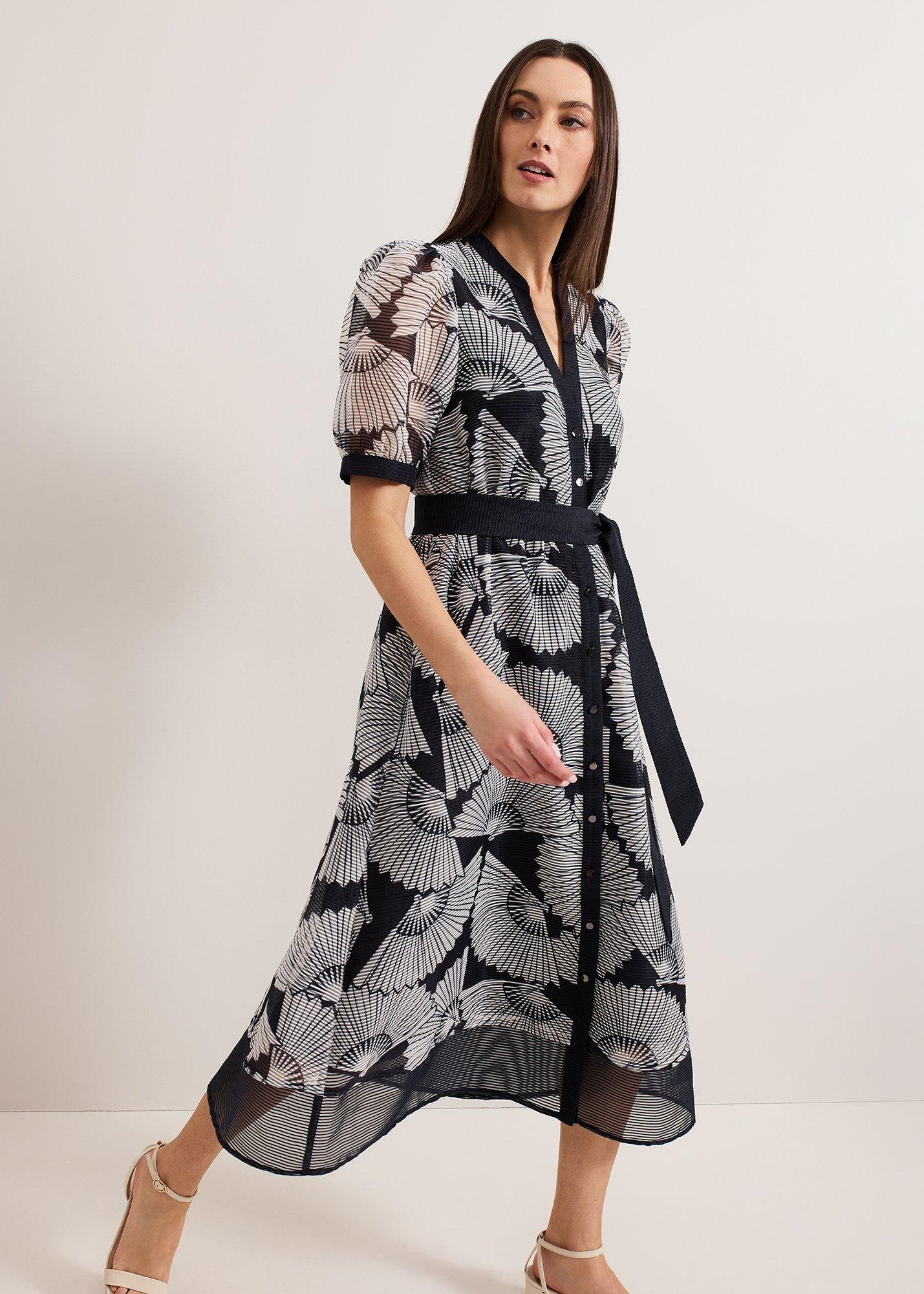 Skylar Navy Print Midi Dress