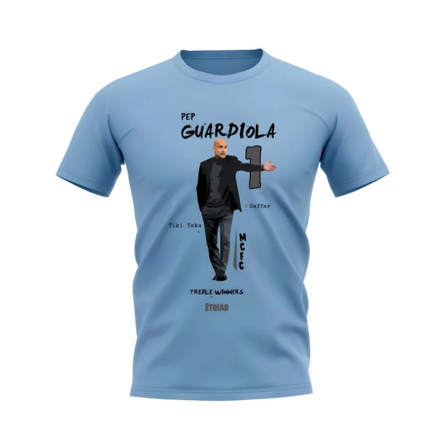 Pep Guardiola Manchester City Graphic T-Shirt (Sky Blue)