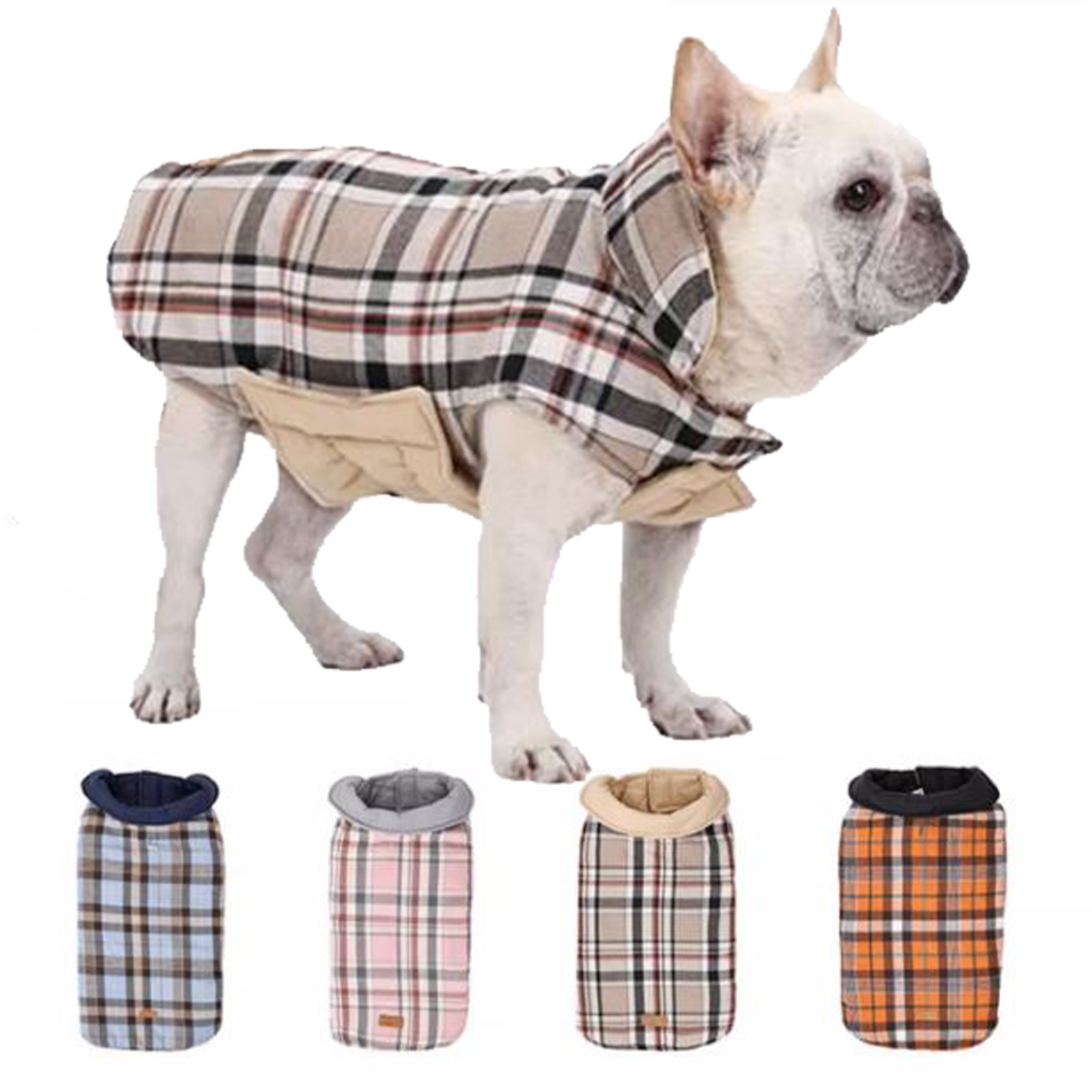French Bulldog Plaidpup Warm And Stylish Frenchie Plaid Vest Double