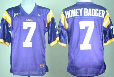 away jersey Men's LSU Tigers LA Honey Badger #7 Purple 2024 Football