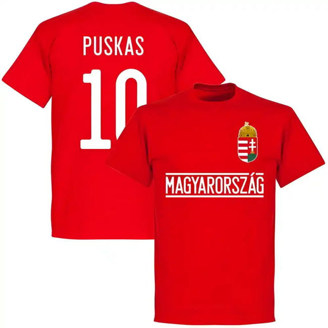 Hungary Puskas 10 Team T-Shirt - Red Oranje Euro Netherlands