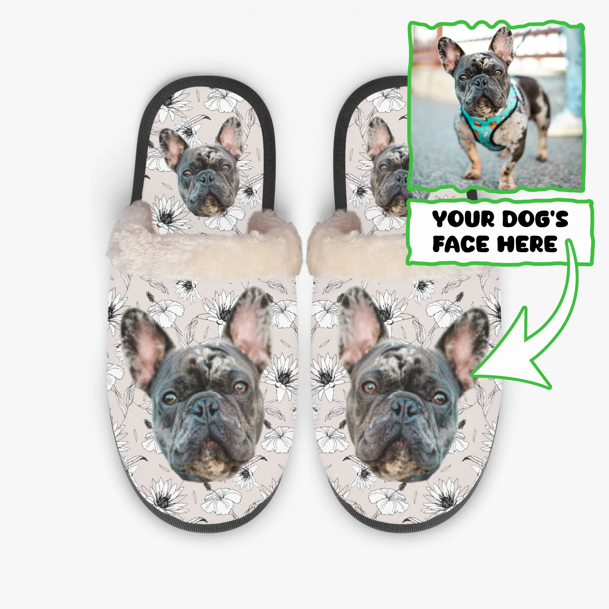 Personalized Cozy Winter Slippers For Frenchie Fans | Durable Build