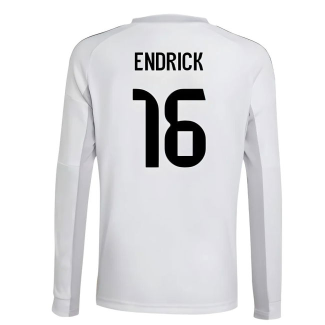 2025-2026 Real Madrid Long Sleeve Home Shirt (Kids) (Endrick 16)