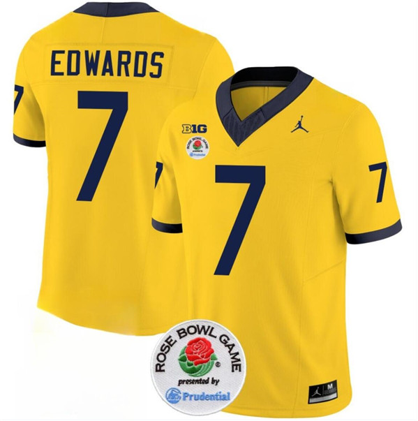 Men's UM Wolverines Yellow 2023 stitched Donovan Edwards #7 alternate