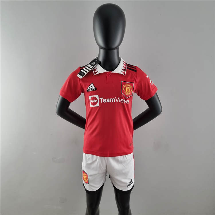Kids Manchester United 2223 Home Red Soccer Kit ShirtShorts -
