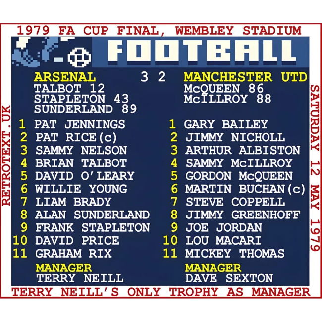 1979 FA Cup Final (Arsenal) Retrotext T-shirt - White