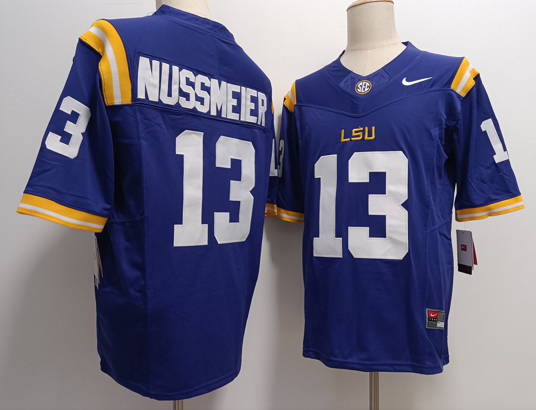 Men's LSU Tigers LA Purple 2024 home jersey Garrett Nussmeier #13