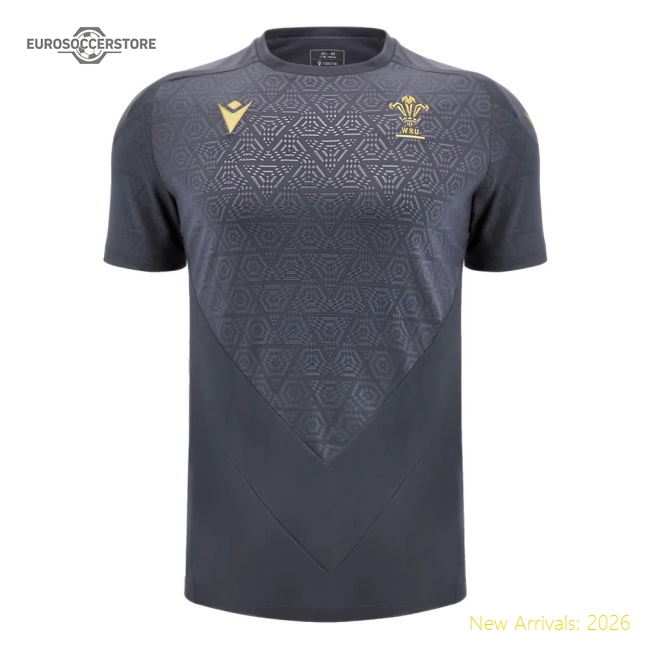2024-2025 Wales WRU Rugby Training Poly Shirt (Anthracite) - Kids
