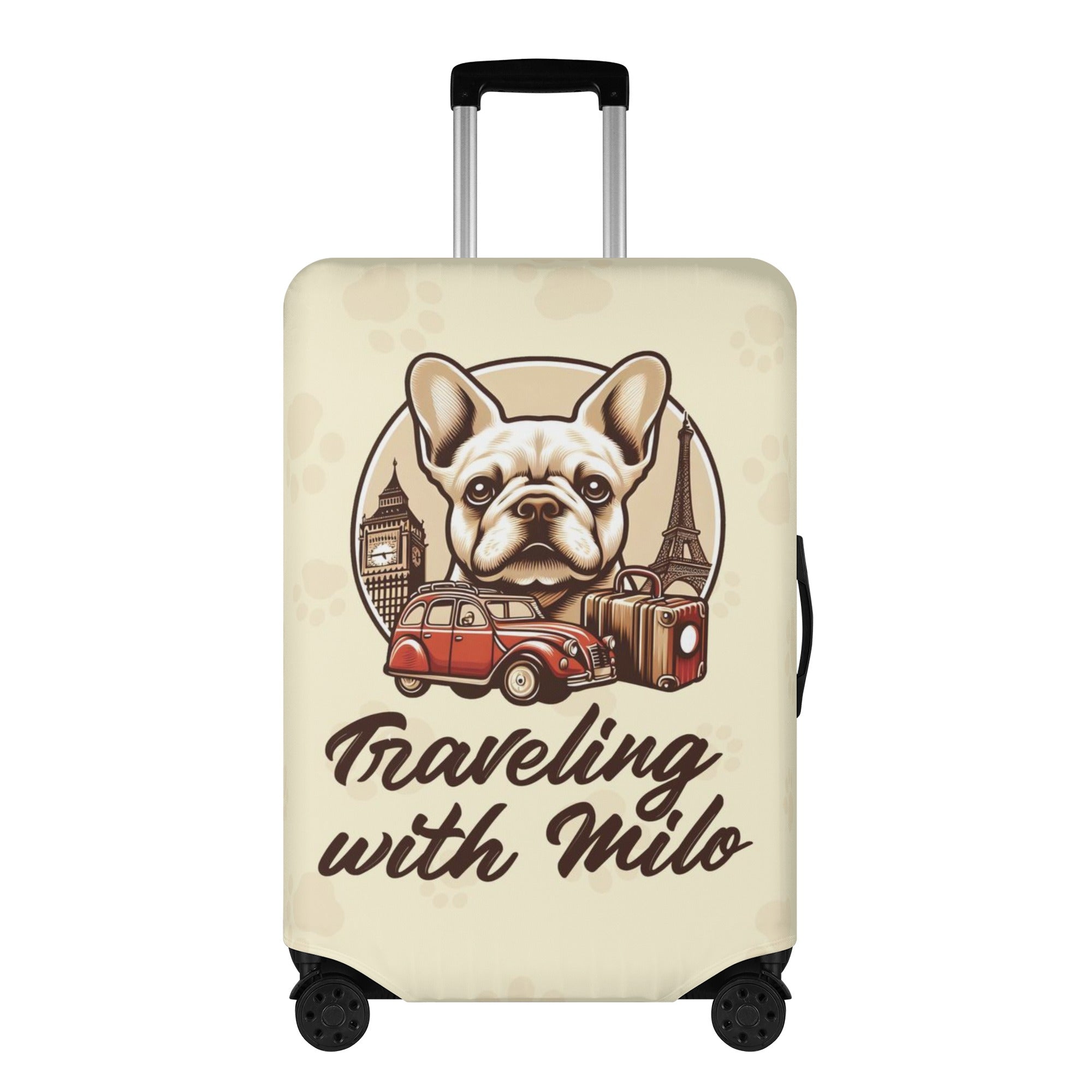 Cover With Frenchie Name - Durable Luggage Cover For Frenchie Pups