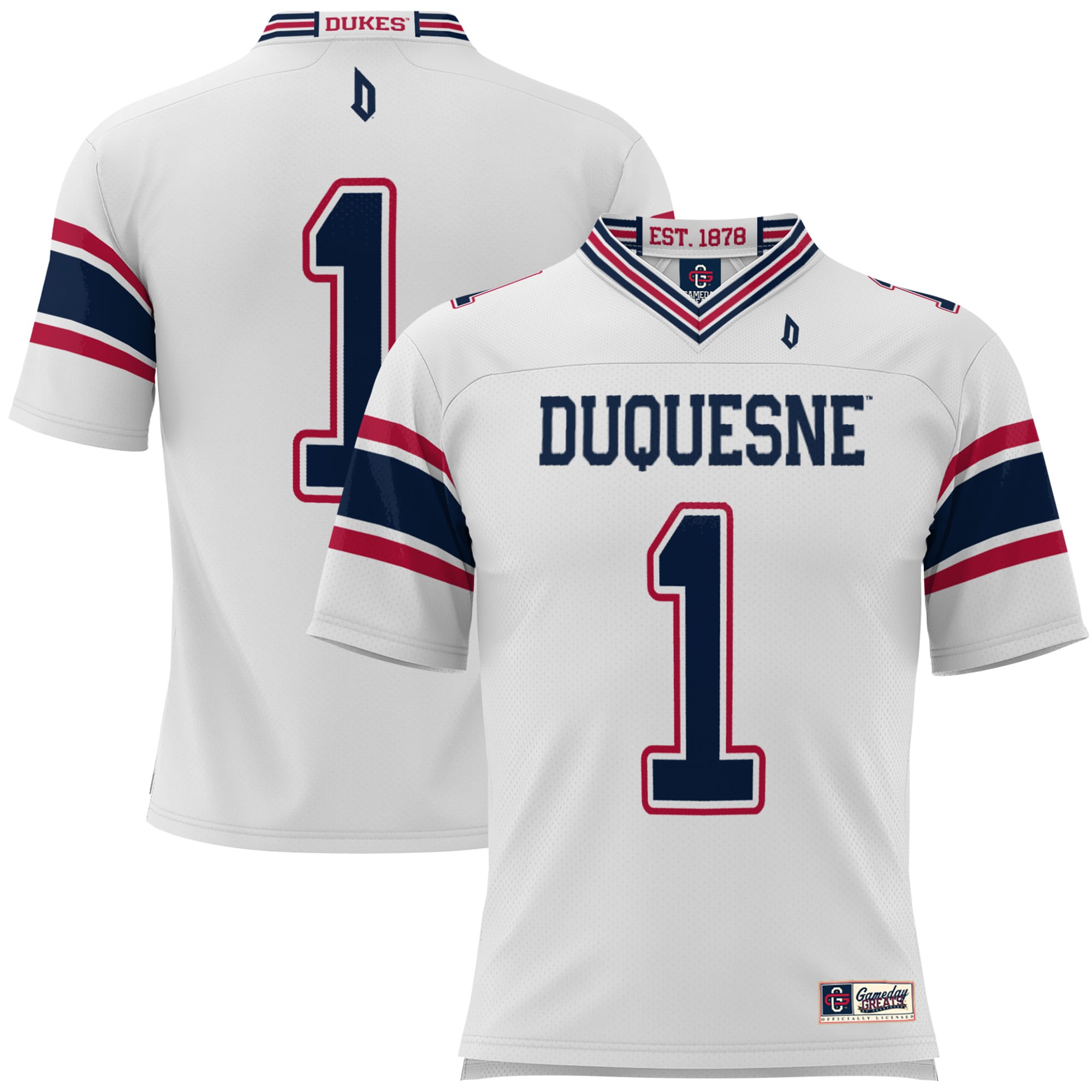#1 Duquesne Dukes GameDay Greats Youth Football Jersey - White