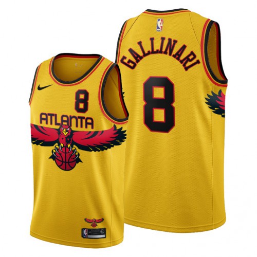 Gold ATL Atlanta Hawks #8 Official Jersey Quality NBA Fan Apparel