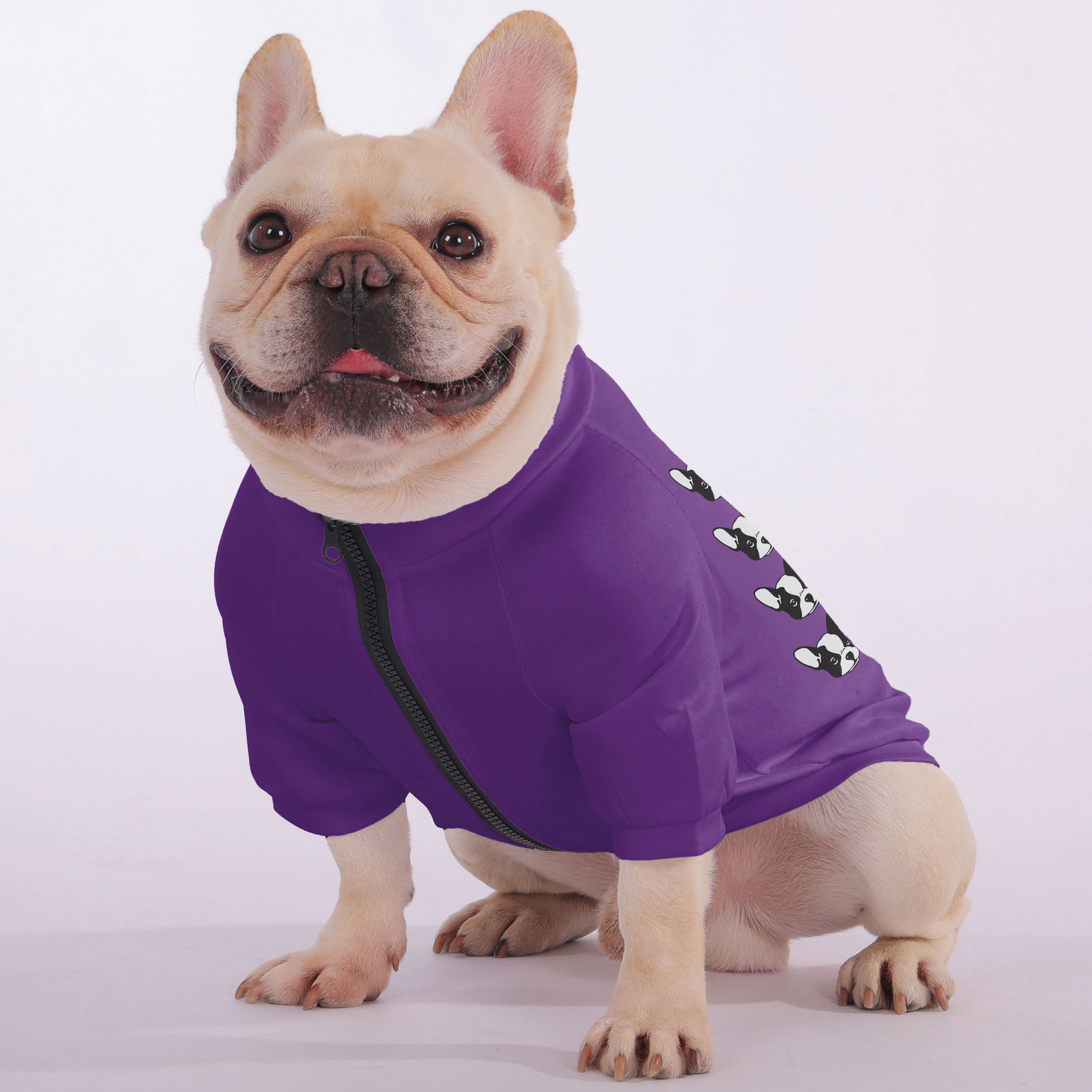 - Dog Owner Snuggly Zip-up Sweatshirt For French Bulldogs Indoor Comfort