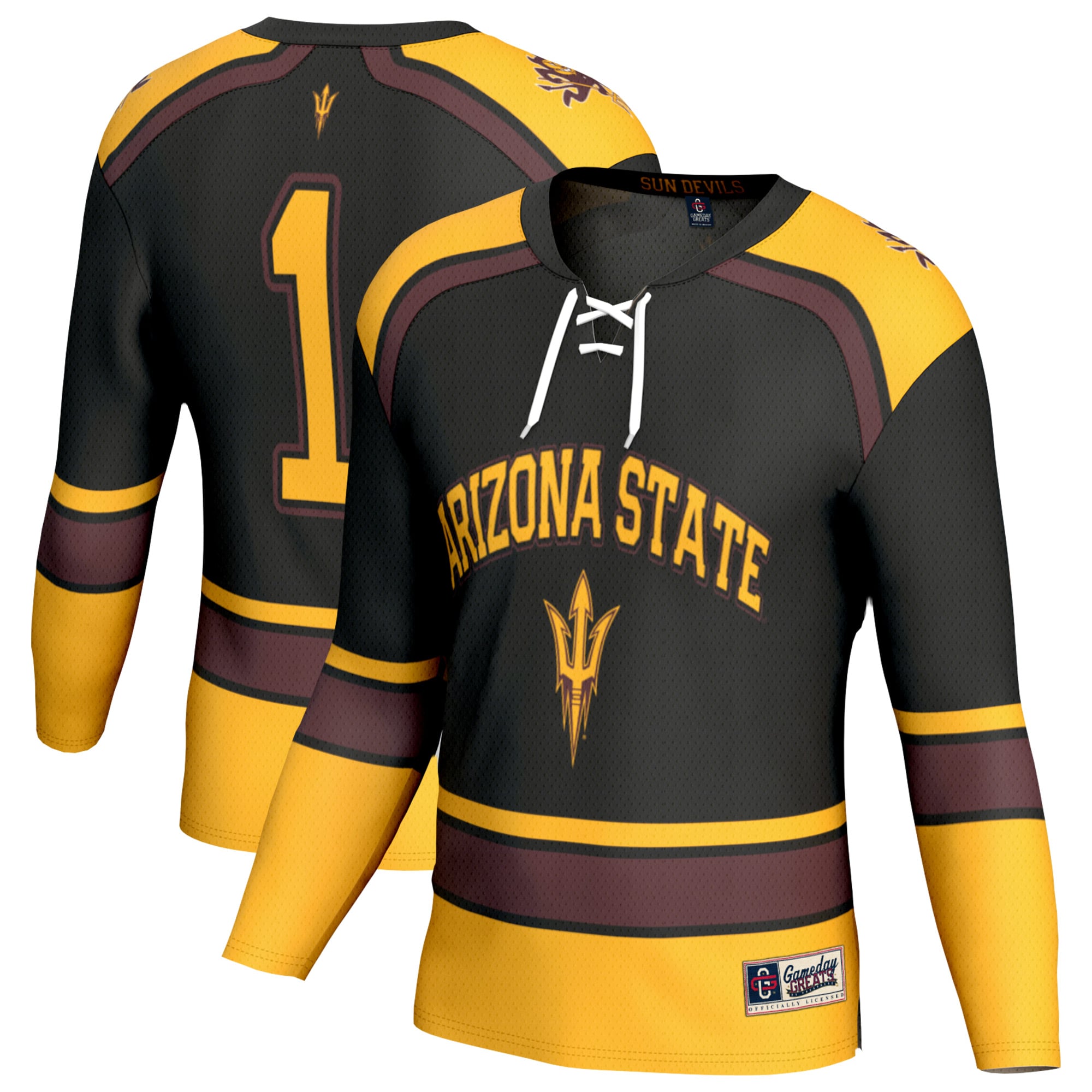 Arizona State Sun Devils GameDay Greats Unisex Lightweight Hockey Fashion Jersey - Black