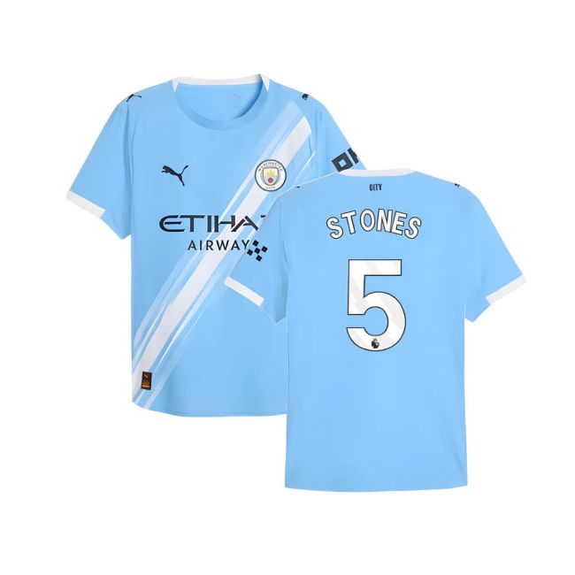 2025-2026 Man City Authentic Home Shirt (Stones 5)