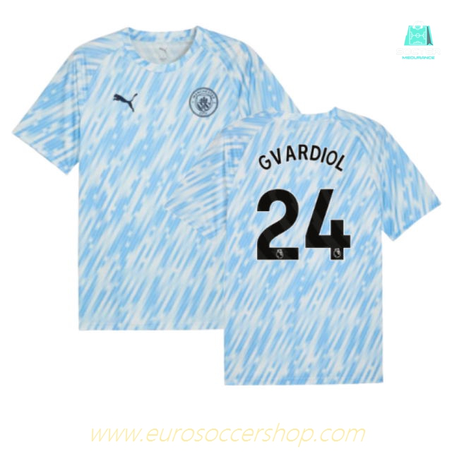 2025-2026 Man City Warm Up Jersey (Silver Sky) (Gvardiol 24)