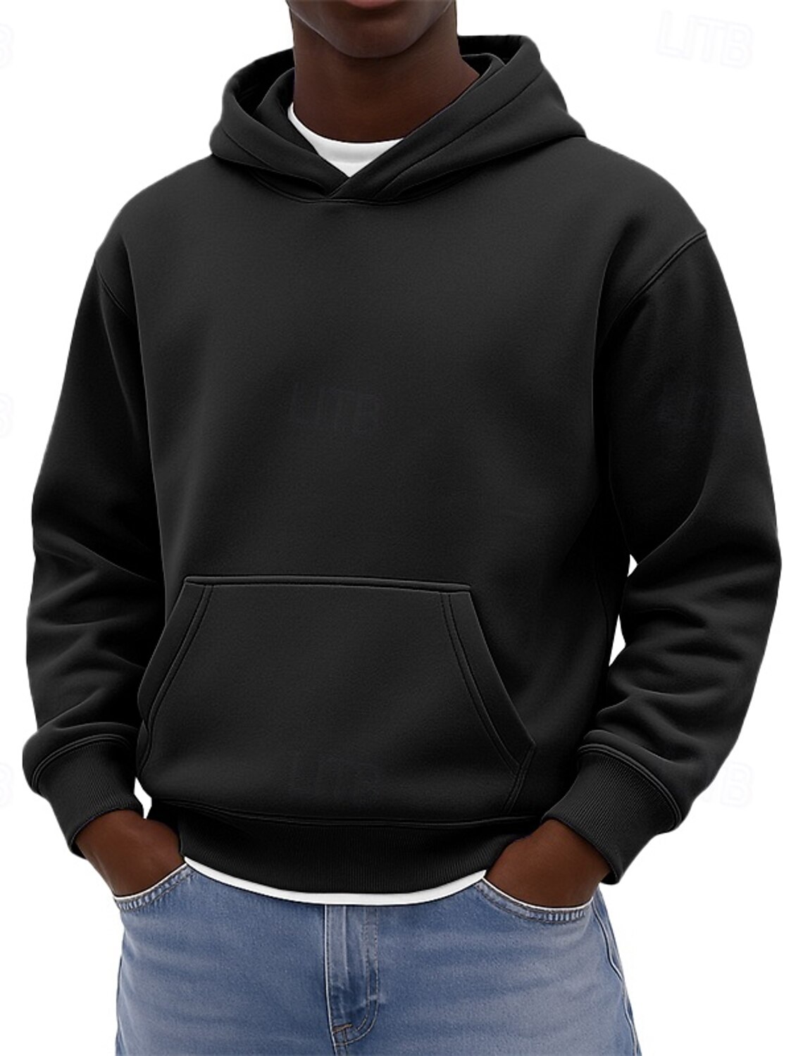 Men's Hoodie Pullover Black White Burgundy Navy Blue Royal Hooded