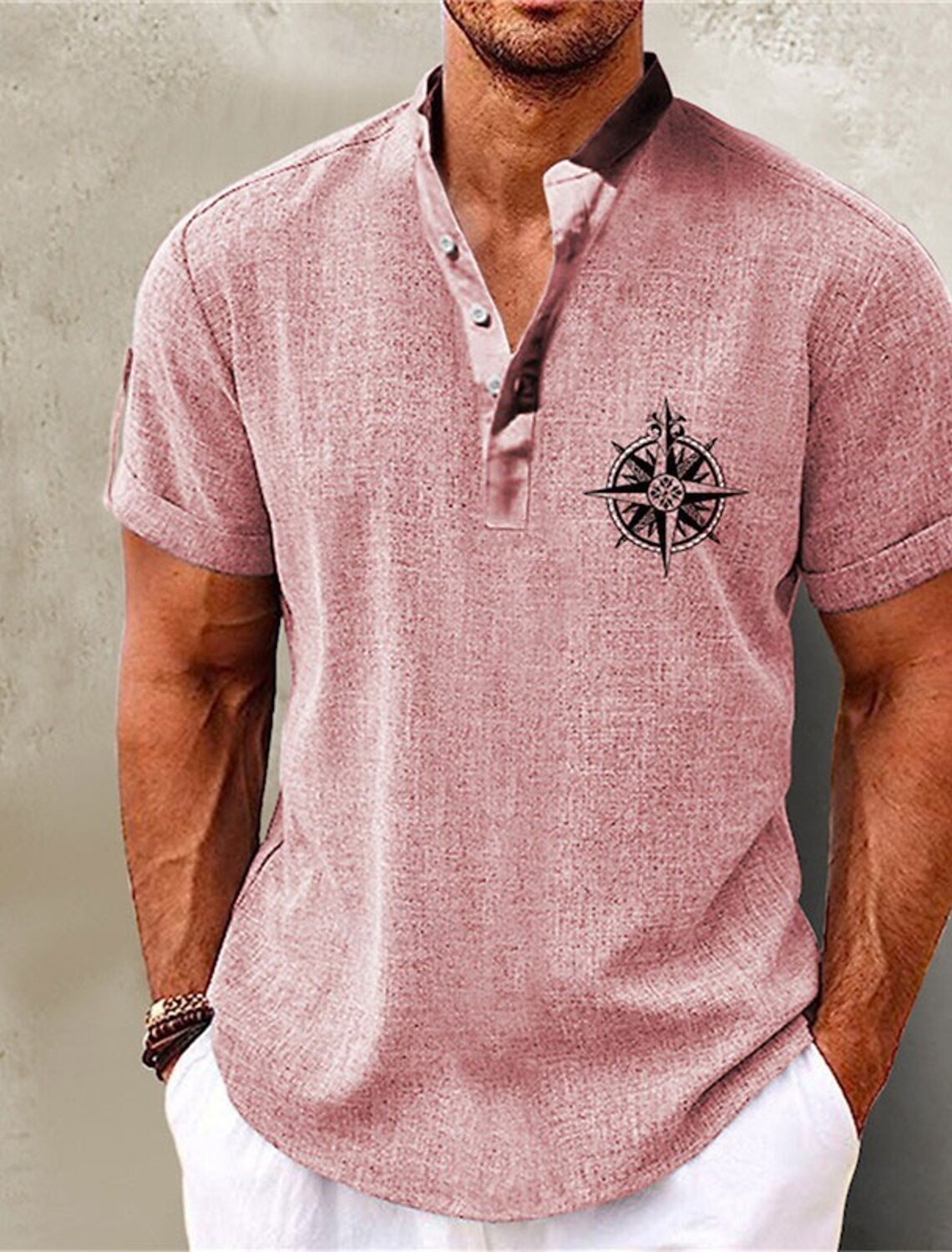 Men's Nautical Vintage Shirt Button Up Long Sleeve Fashion Streetwear