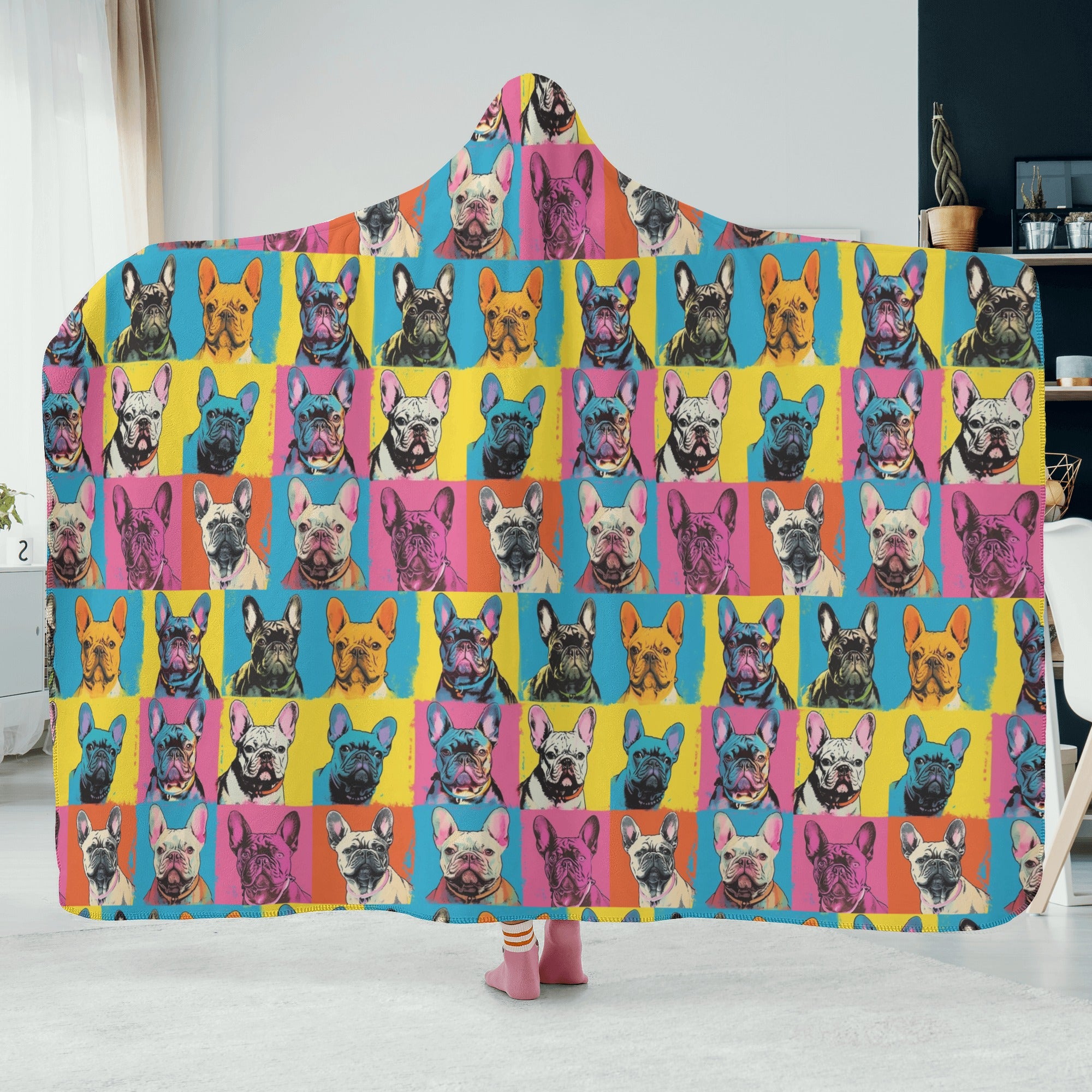 Art - Stylish Hooded Blanket Frenchie Themed Wear | Unique Design