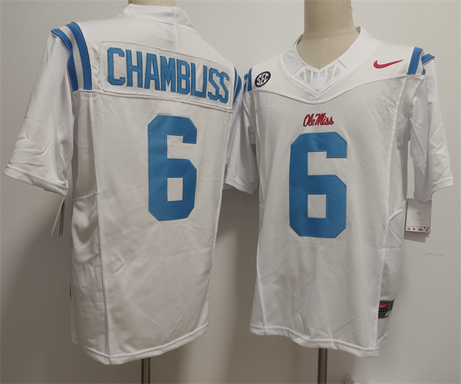 Men's None White 2025 high quality Trinidad Chambliss #6 official
