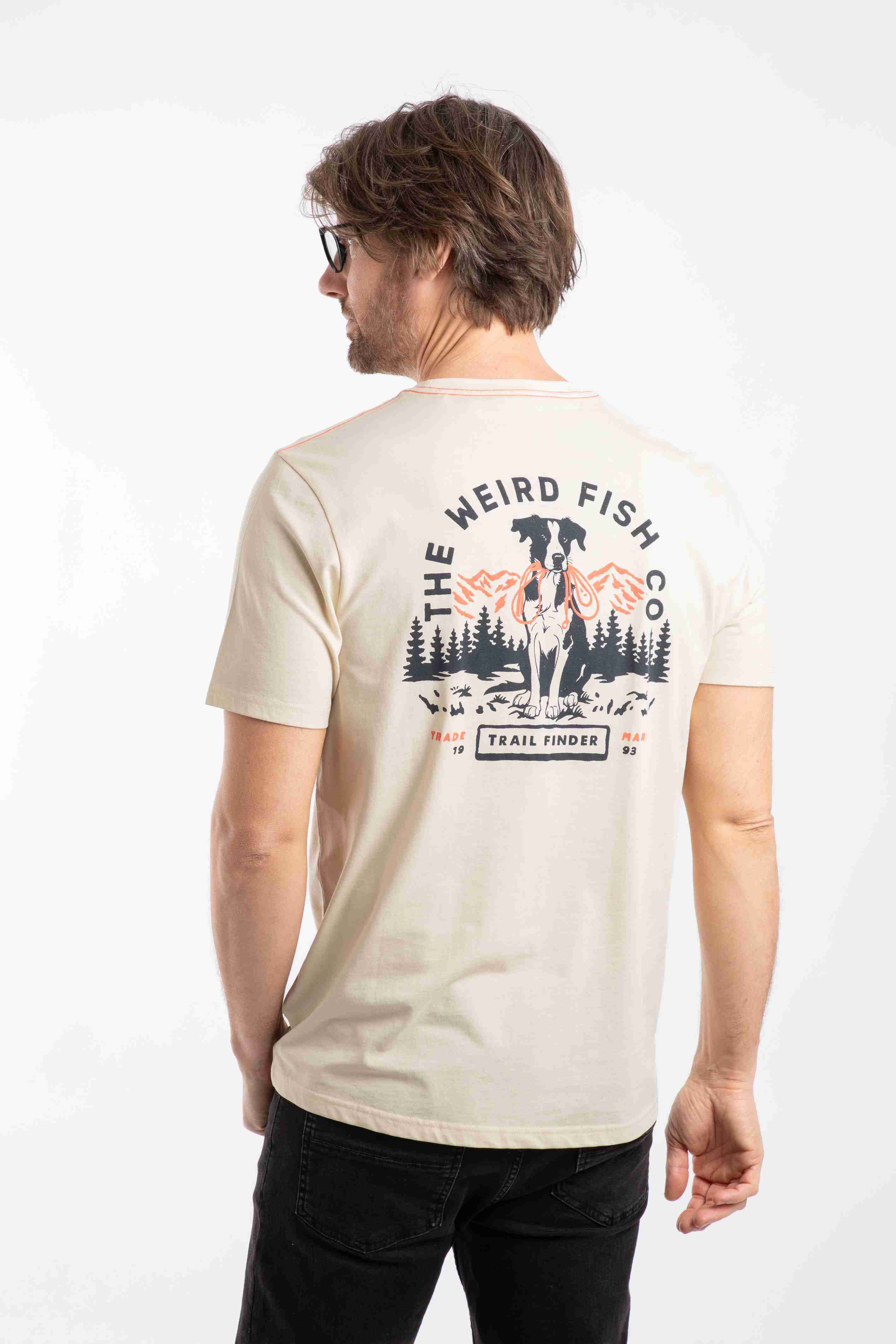 Dog Trails Back Print Graphic T-Shirt Egg Shell