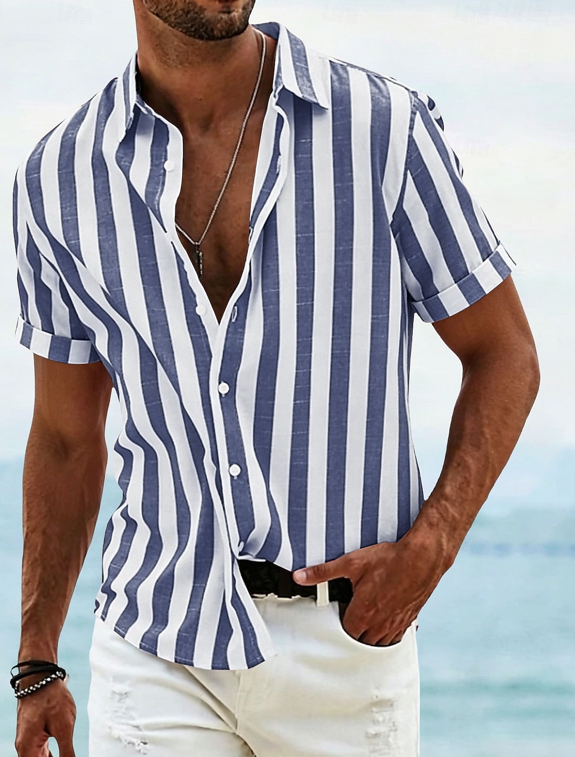 Men's Shirt Linen Shirt Summer Shirt Beach Shirt Cotton Linen Shirt Striped Shirts Striped Vacation Hawaiian Yellow Red Blue Green Long Sleeve Turndown Spring & Fall Clothing Apparel Button-Down