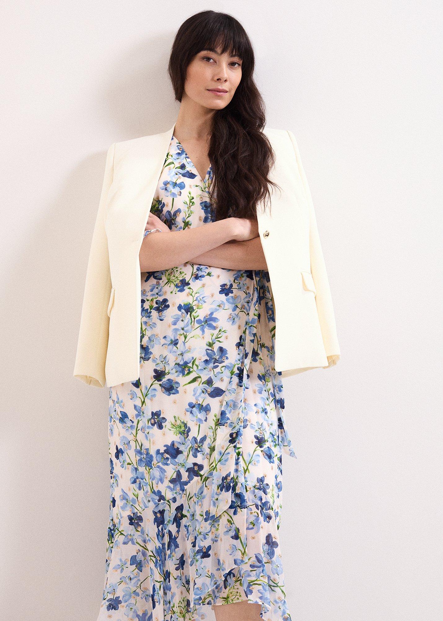 Petite Juliette Cream Floral Shimmer Midi Dress