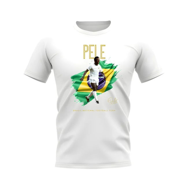 Championship Pele Brazil Image T-Shirt (White) Athletic