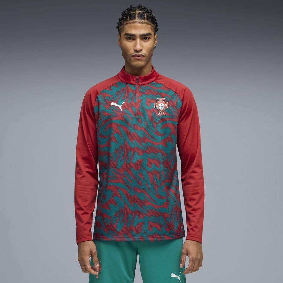 [EFKS] 2026 Portugal Pre Match Zip World Cup Club Red/Green Lagoon Training Jersey 1/4