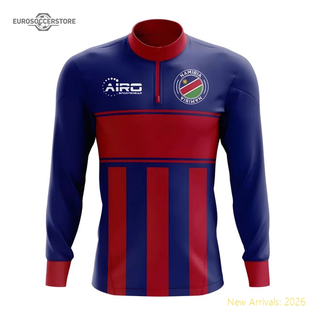 High-quality Namibia Concept Football Half Zip Midlayer Top (blue-red)