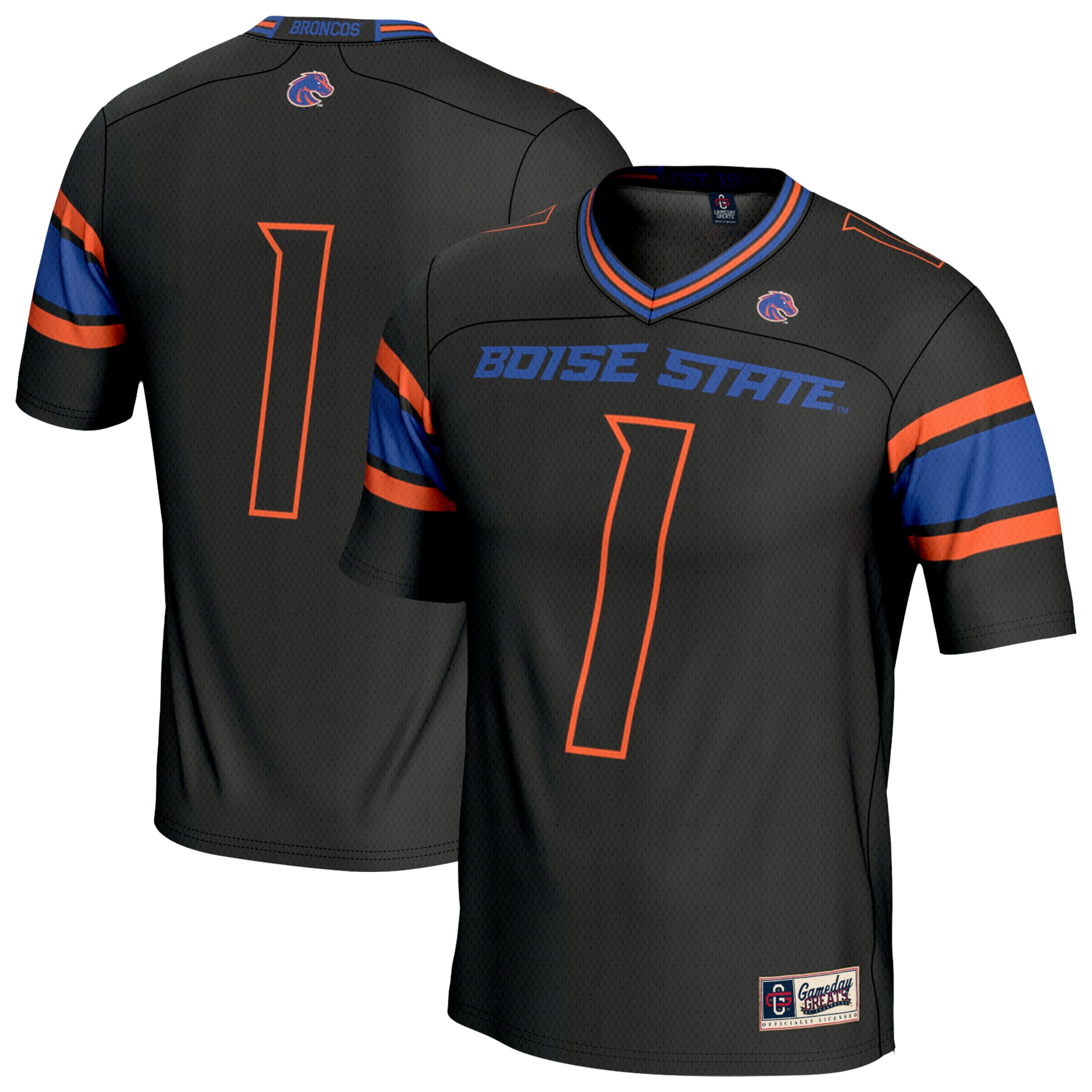 Boise State Broncos GameDay Greats Unisex Collegiate Football Lightweight Fashion Jersey - Black