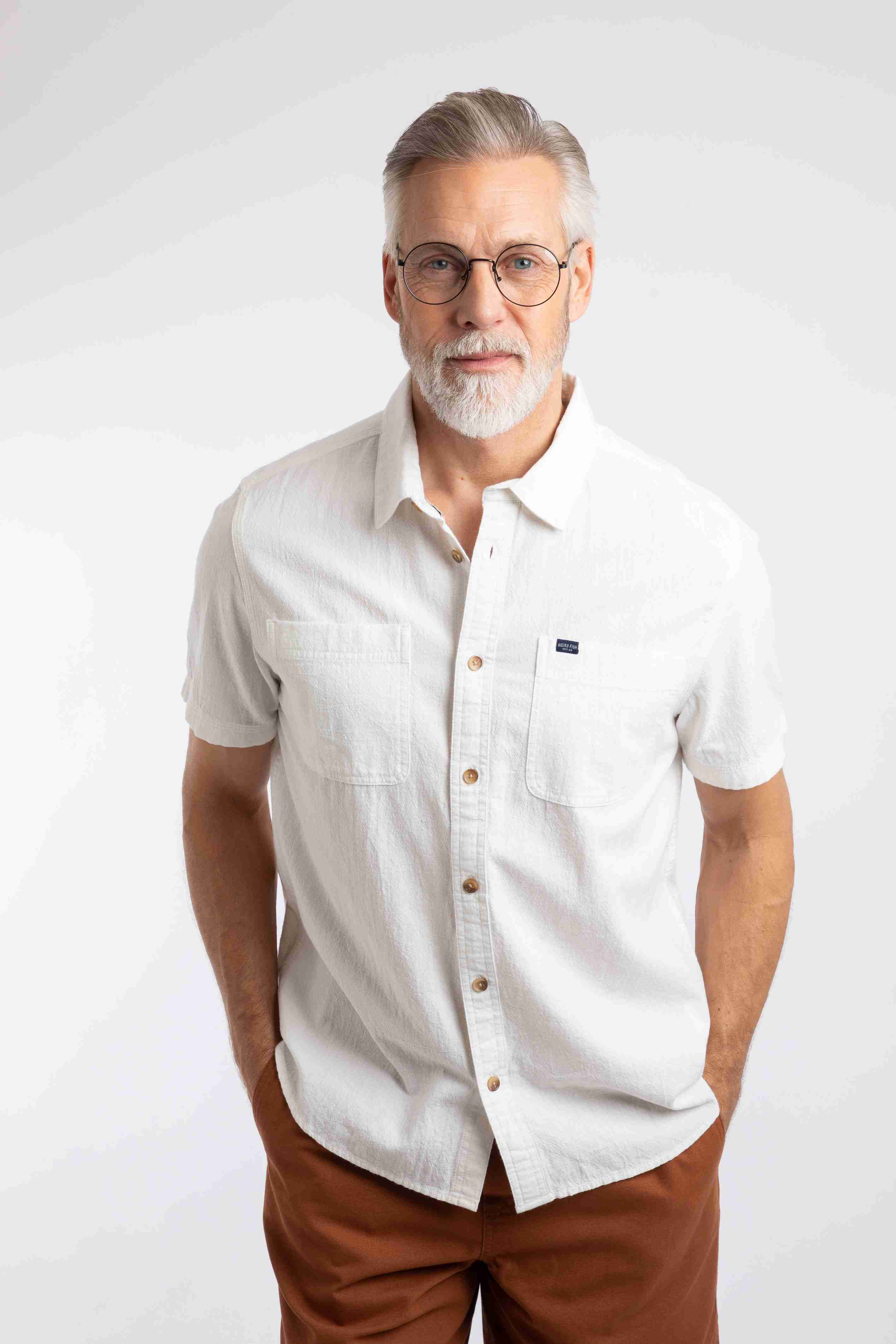 Hinton Textured Crepe Shirt Dusty White