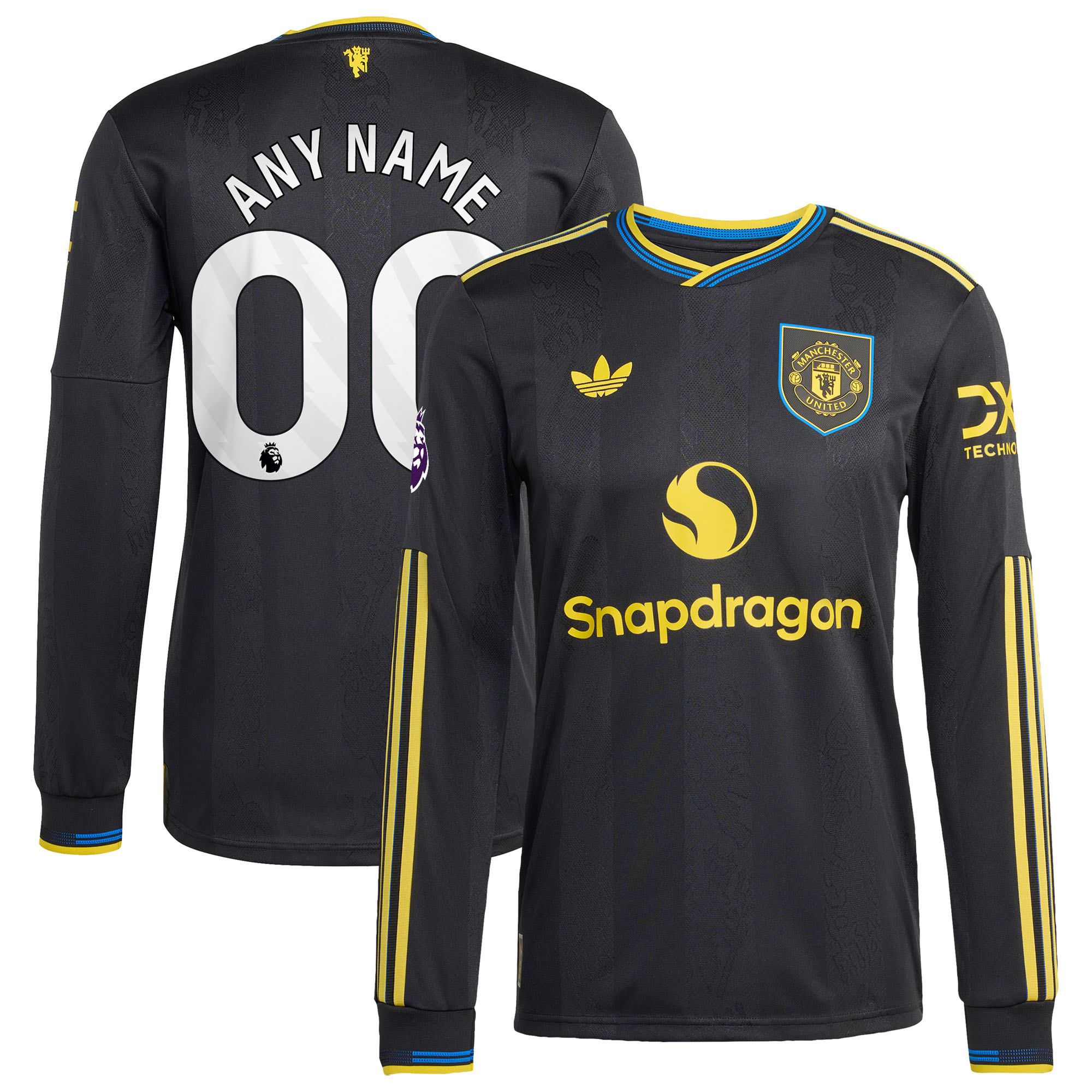 [SJH] Manchester United 2025/26 Third Authentic Long Sleeve Custom Jersey - Black